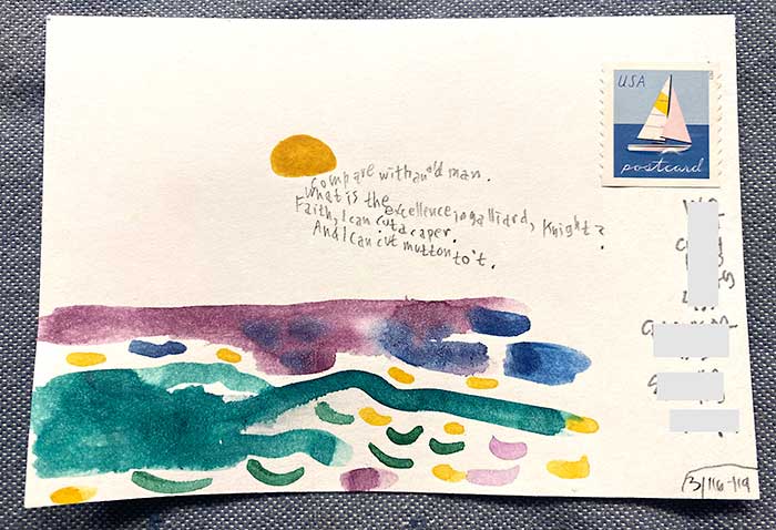 Postcard drawing sent to send cheer
