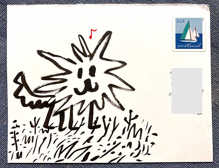 Postcard drawing sent to send cheer