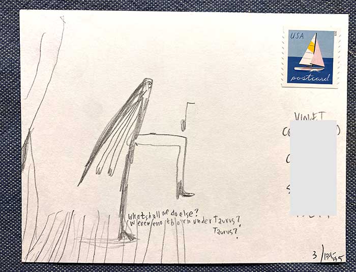 Postcard drawing sent to send cheer