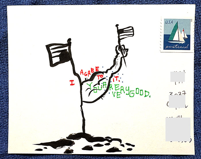 Postcard drawing sent to send cheer