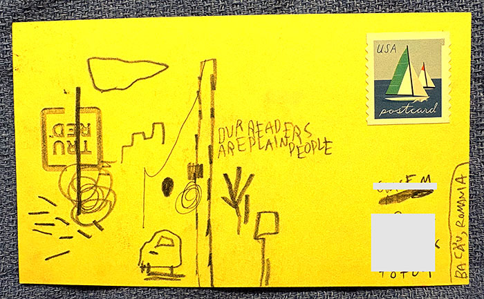 Postcard drawing sent to send cheer