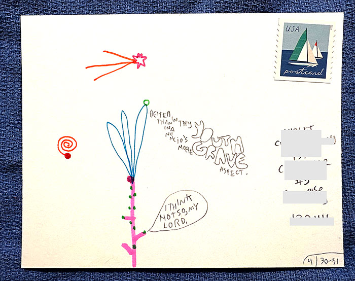 Postcard drawing sent to send cheer