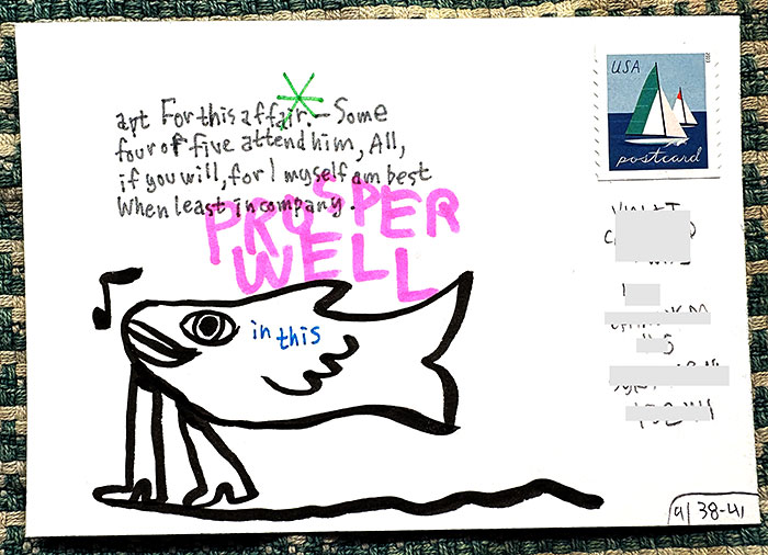 Postcard drawing sent to send cheer