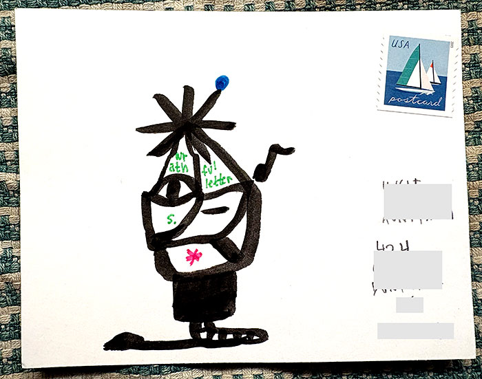 Postcard drawing sent to send cheer