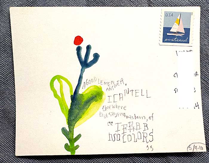 Postcard drawing sent to send cheer