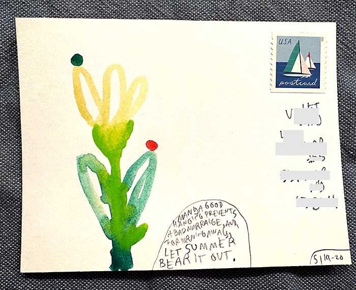 Postcard drawing sent to send cheer