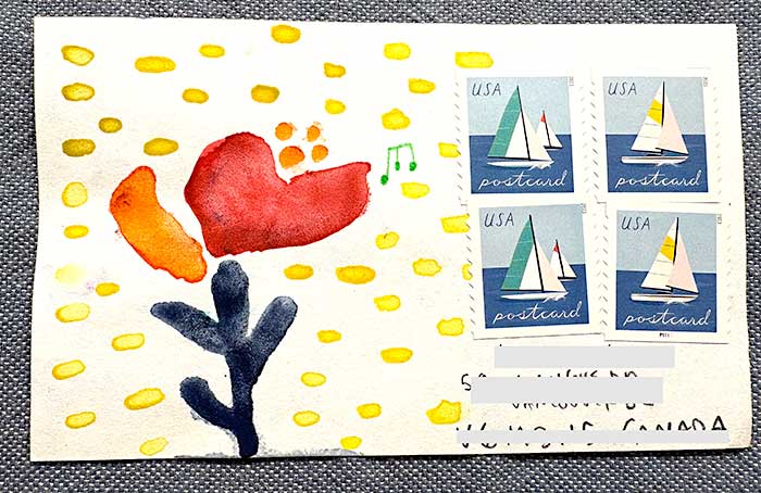 Postcard drawing sent to send cheer
