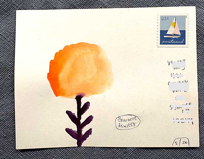 Postcard drawing sent to send cheer
