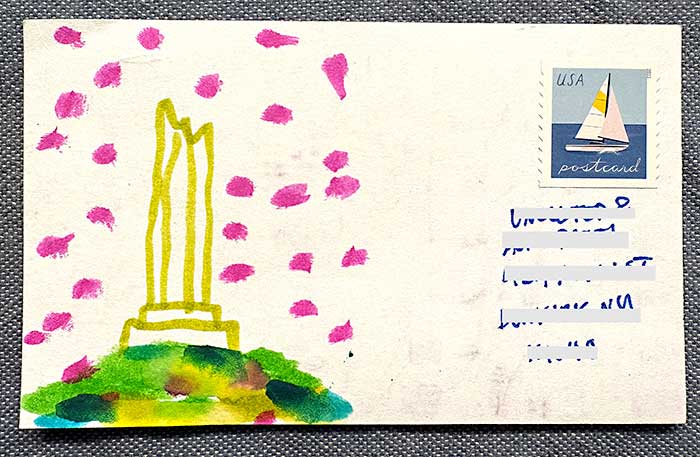 Postcard drawing sent to send cheer