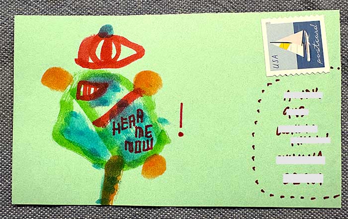 Postcard drawing sent to send cheer