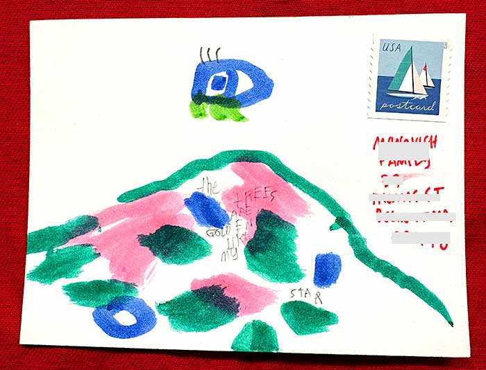 Postcard drawing sent to send cheer
