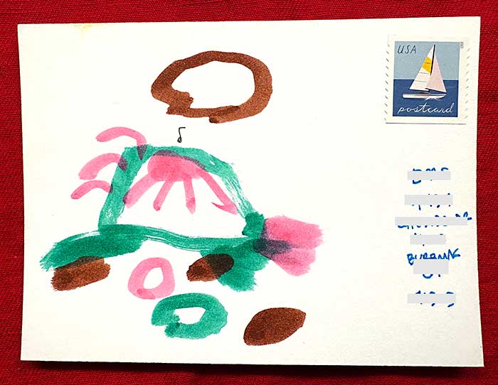 Postcard drawing sent to send cheer
