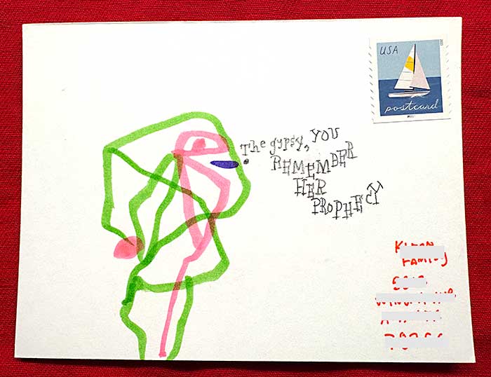 Postcard drawing sent to send cheer