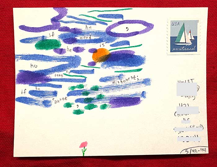 Postcard drawing sent to send cheer