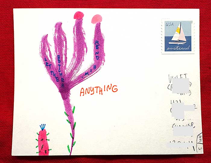 Postcard drawing sent to send cheer