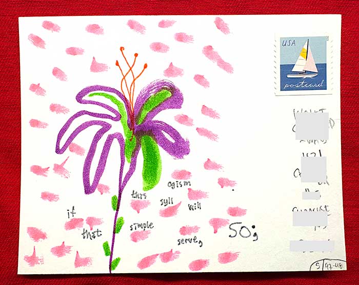 Postcard drawing sent to send cheer