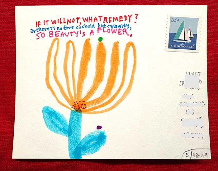 Postcard drawing sent to send cheer