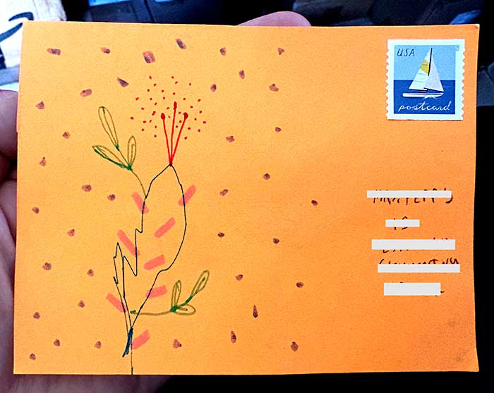 Postcard drawing sent to send cheer