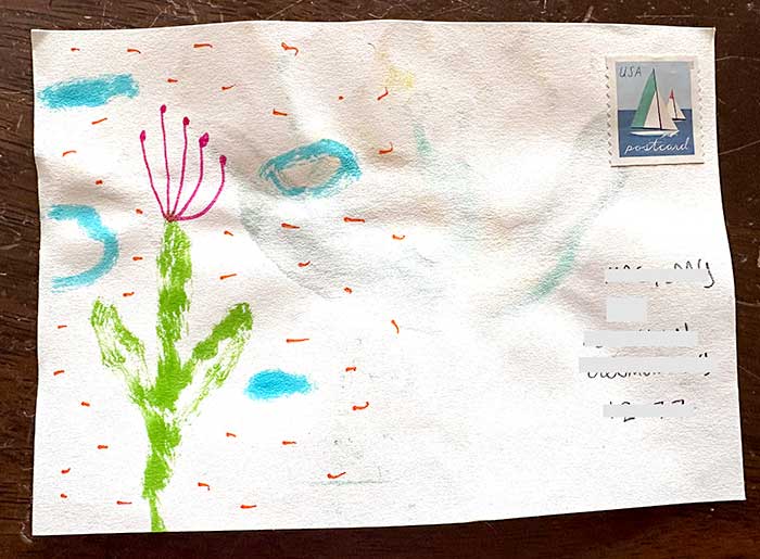 Postcard drawing sent to send cheer