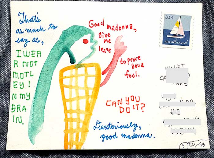Postcard drawing sent to send cheer