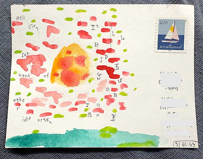 Postcard drawing sent to send cheer
