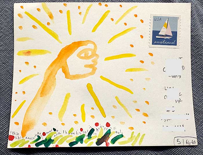 Postcard drawing sent to send cheer
