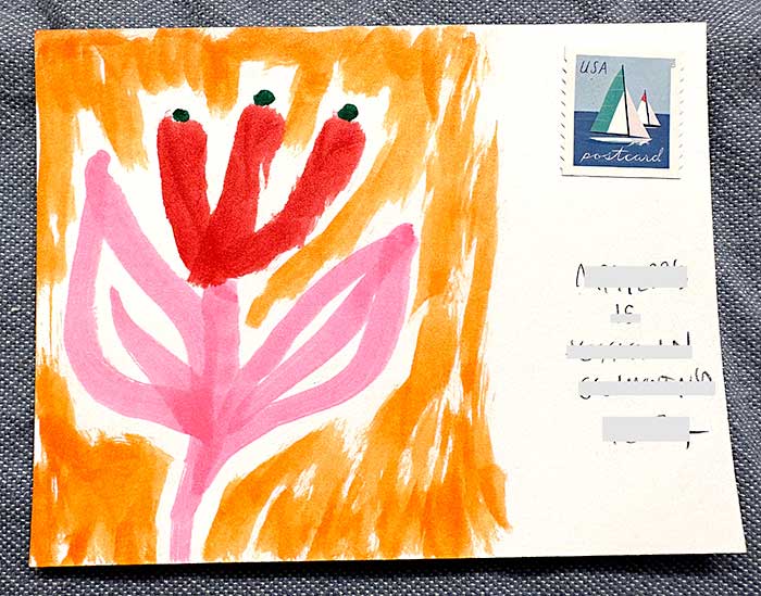 Postcard drawing sent to send cheer