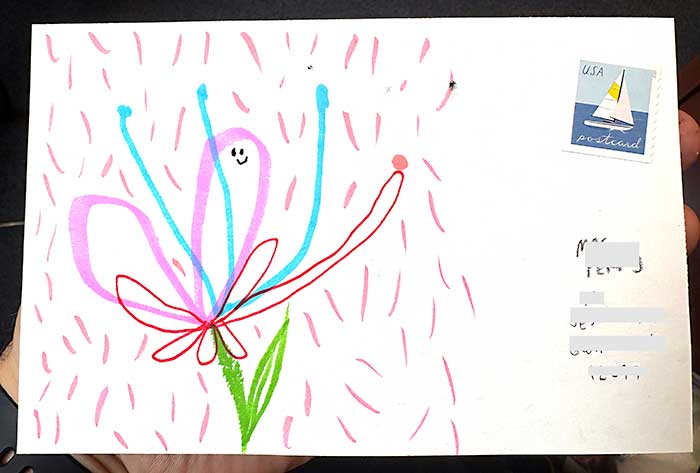 Postcard drawing sent to send cheer