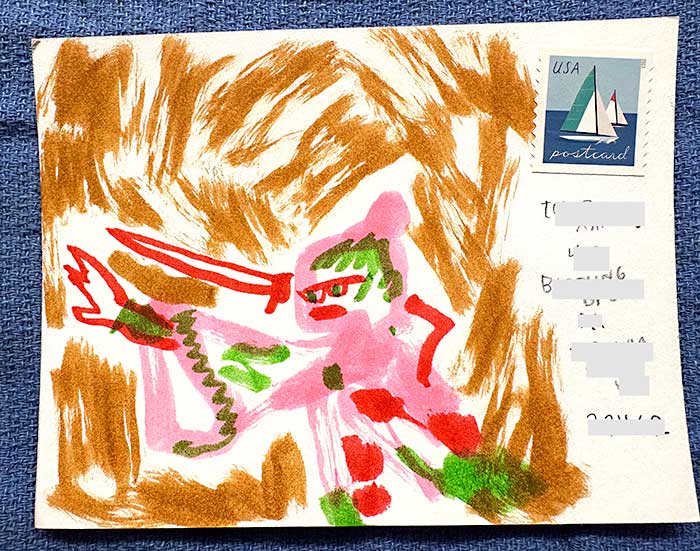 Postcard drawing sent to send cheer