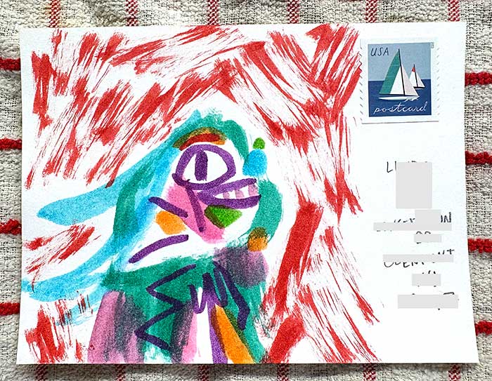 Postcard drawing sent to send cheer