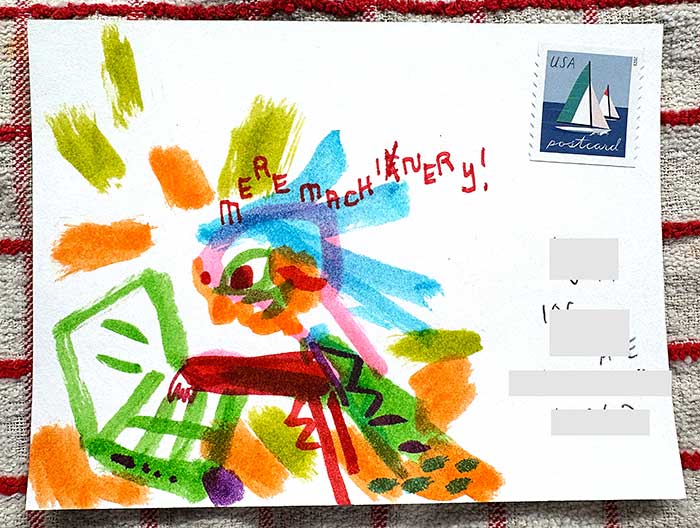 Postcard drawing sent to send cheer