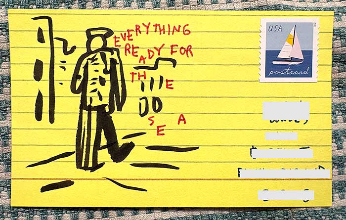 Postcard drawing sent to send cheer