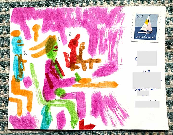 Postcard drawing sent to send cheer