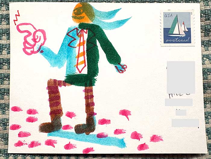 Postcard drawing sent to send cheer