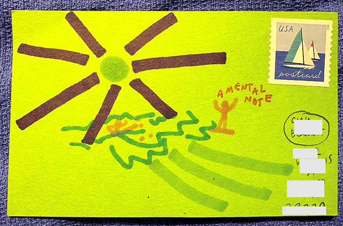 Postcard drawing sent to send cheer