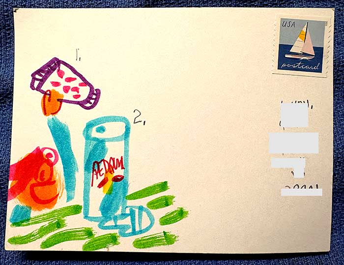 Postcard drawing sent to send cheer