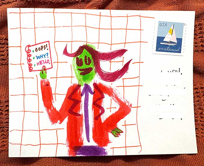 Postcard drawing sent to send cheer
