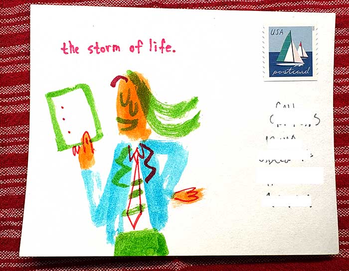 Postcard drawing sent to send cheer