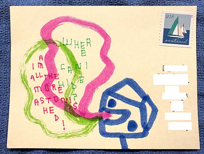 Postcard drawing sent to send cheer