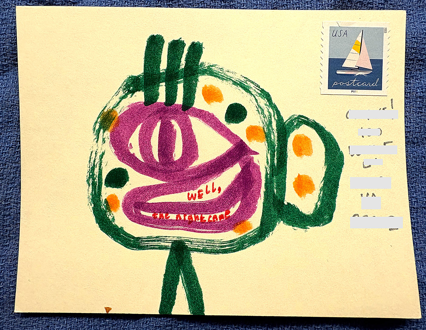 Postcard drawing sent to send cheer