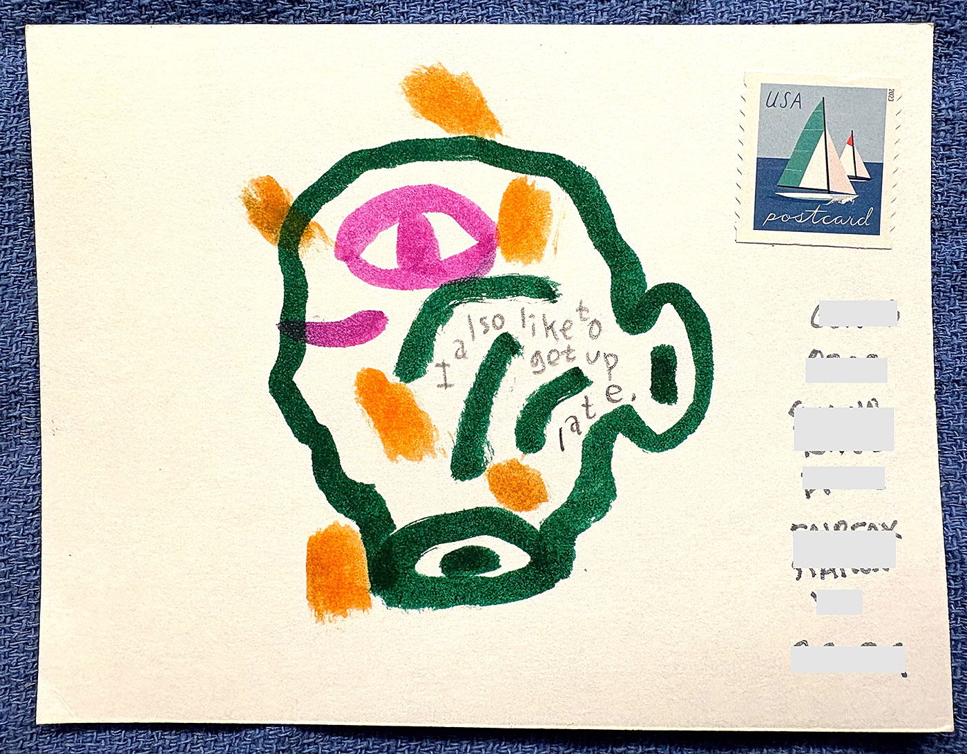 Postcard drawing sent to send cheer