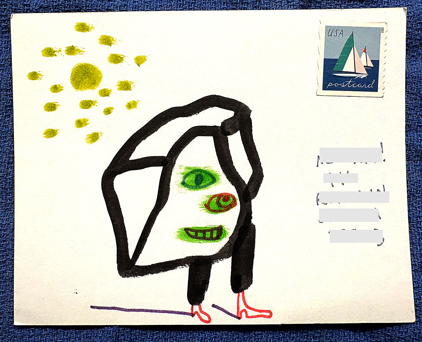 Postcard drawing sent to send cheer