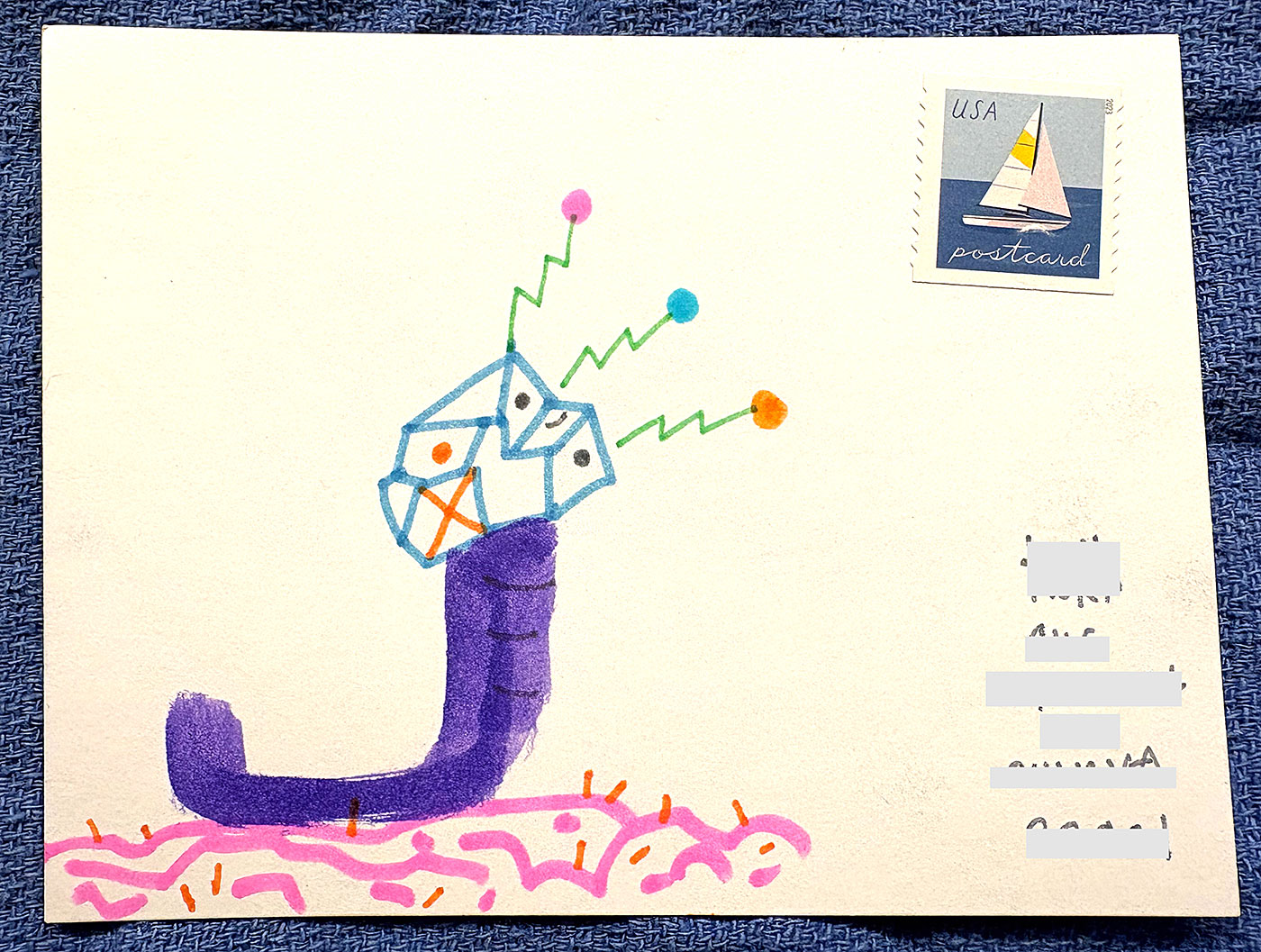 Postcard drawing sent to send cheer