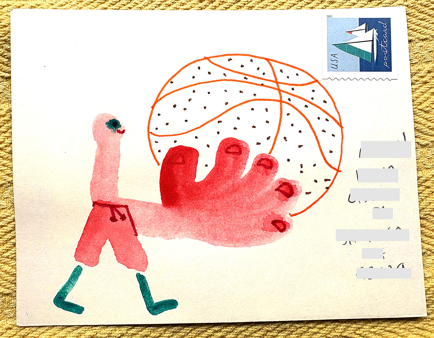 Postcard drawing sent to send cheer