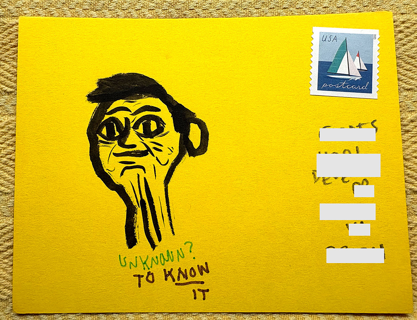 Postcard drawing sent to send cheer