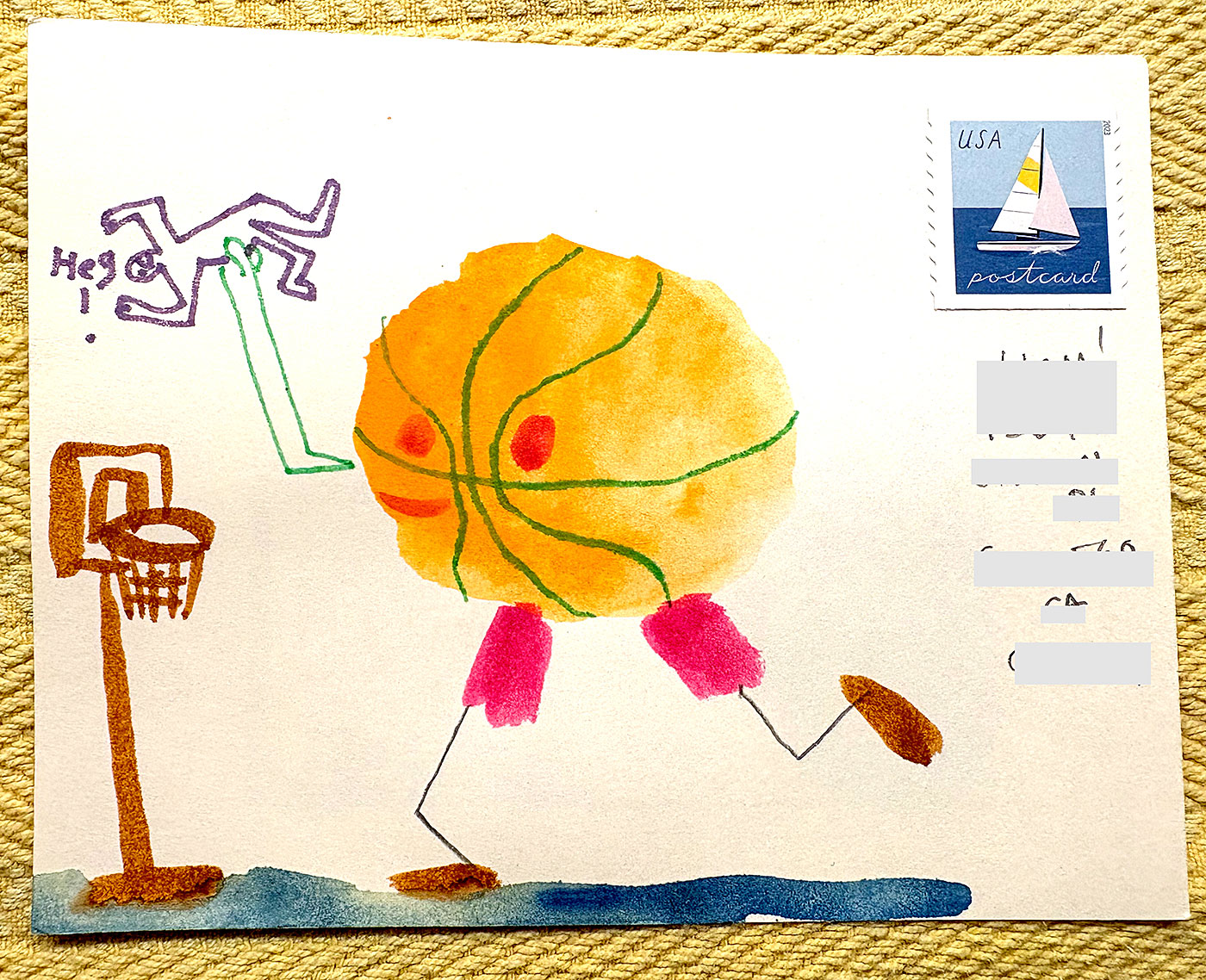 Postcard drawing sent to send cheer