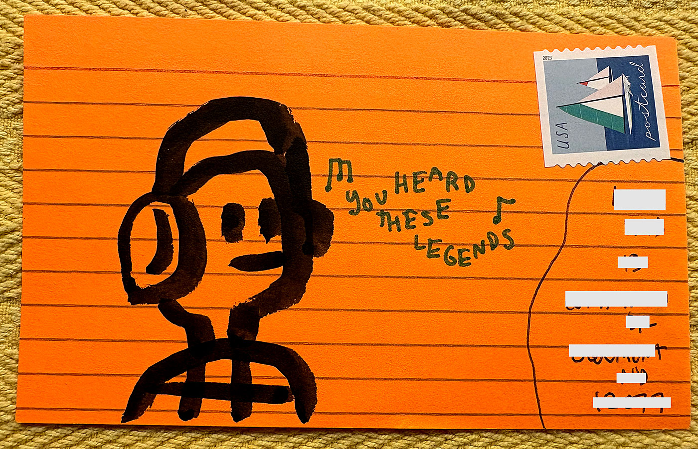 Postcard drawing sent to send cheer