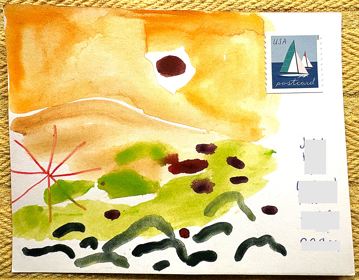 Postcard drawing sent to send cheer
