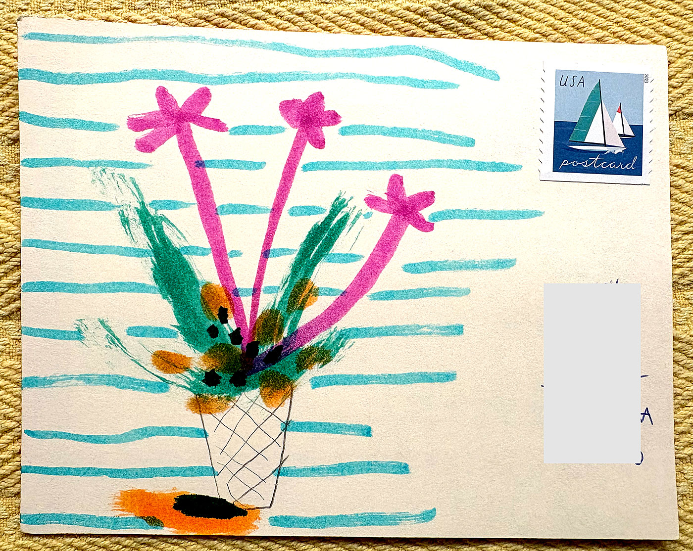 Postcard drawing sent to send cheer