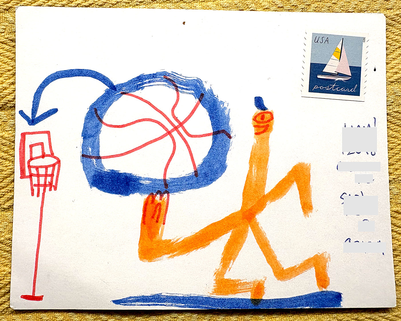 Postcard drawing sent to send cheer
